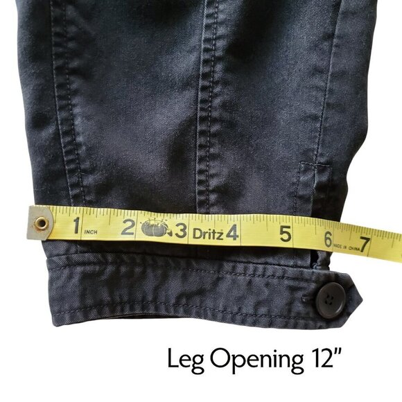 EILEEN FISHER Tencel Twill Tapered Relaxed Ankle Button Cuffed Utility Black XS - Picture 12 of 13